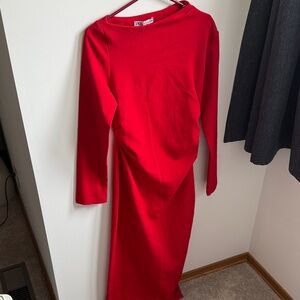 Zara Vibrant Red Long Sleeve Dress